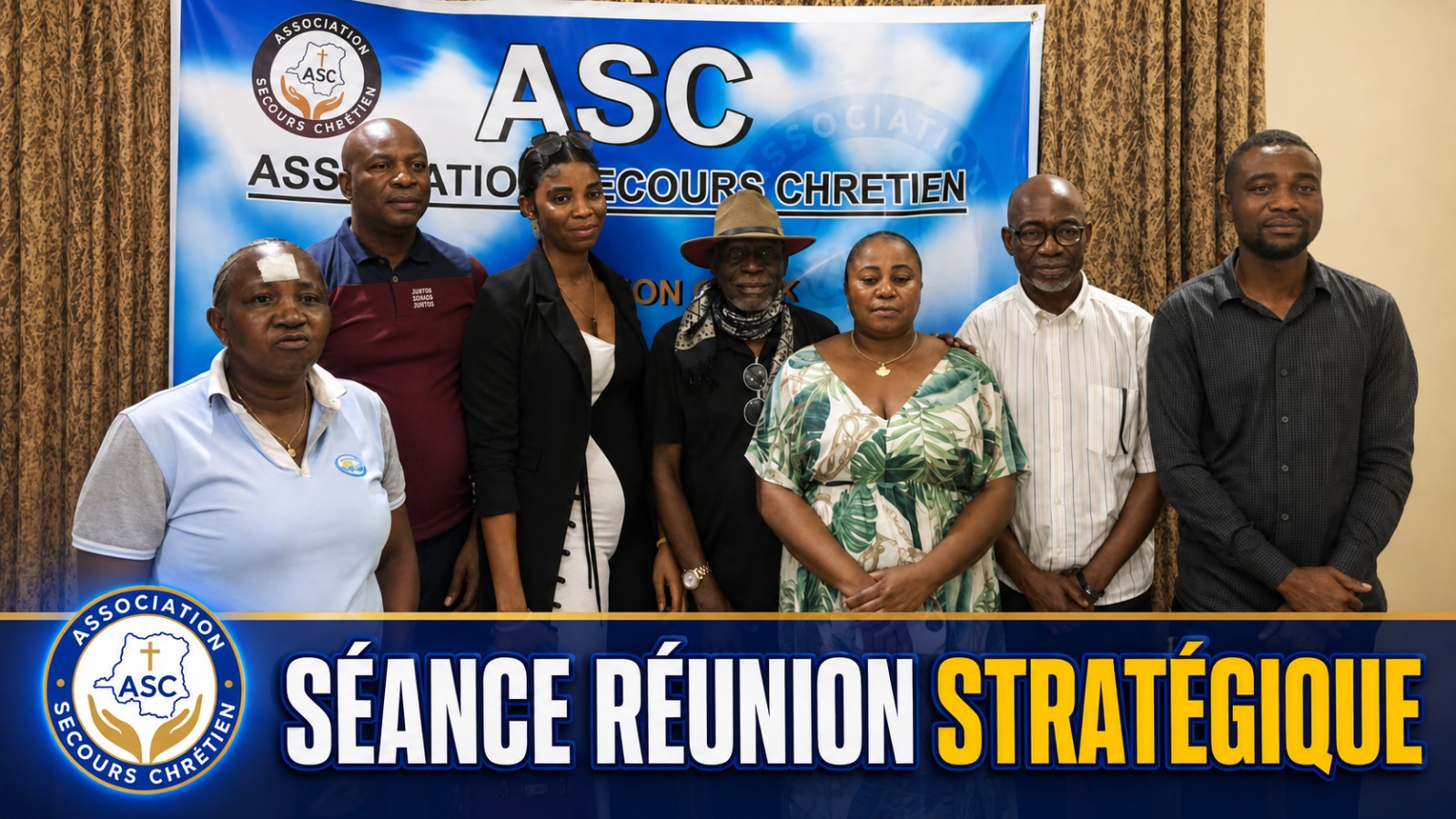 Équipe et participants de l’Association Secours Chrétien lors d’une réunion stratégique à Kinshasa