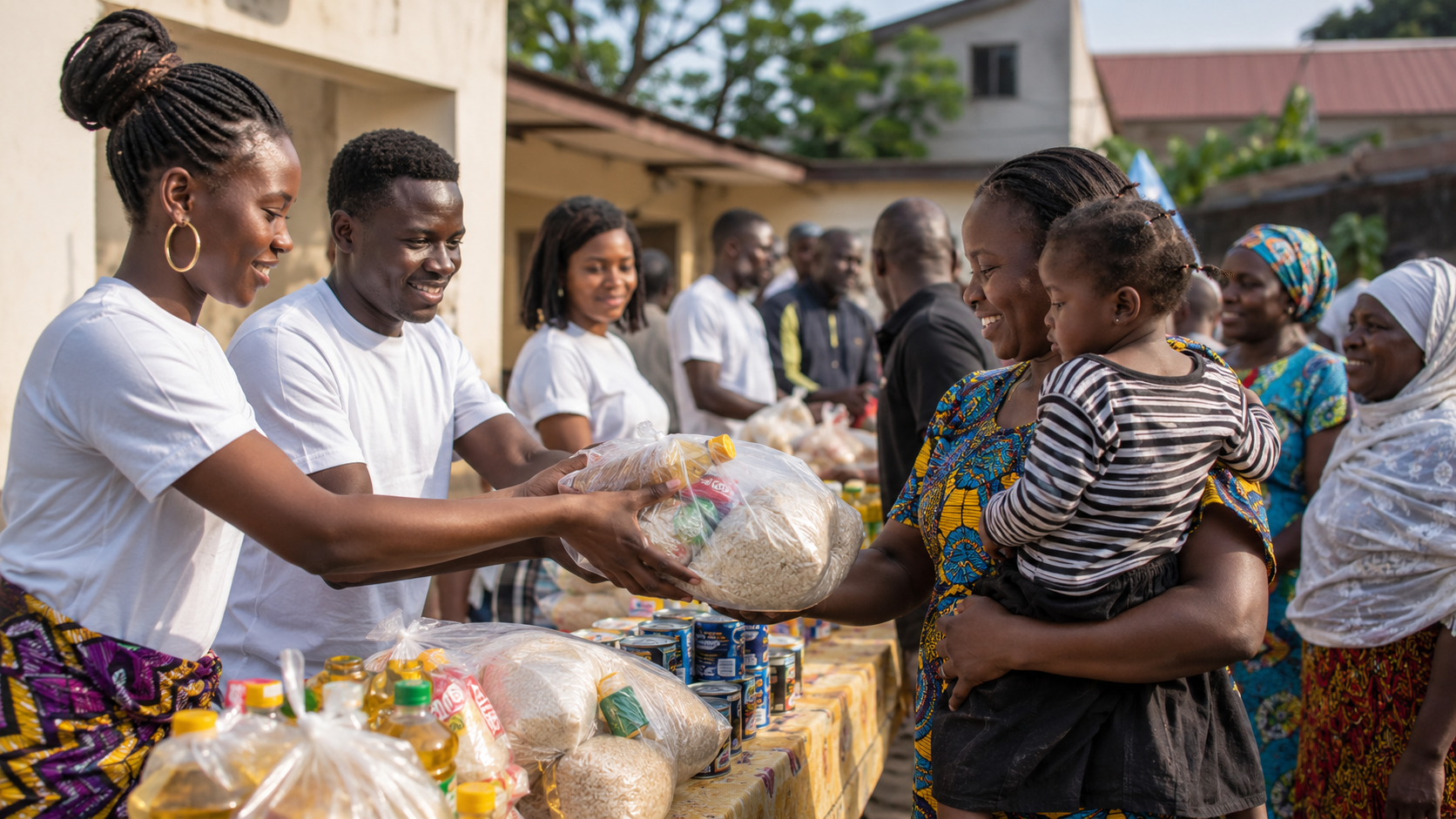 Distribution alimentaire solidaire à Kinshasa